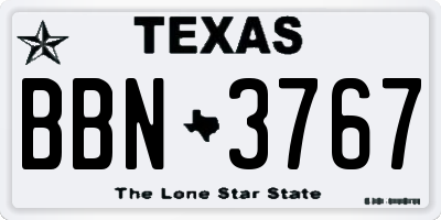 TX license plate BBN3767