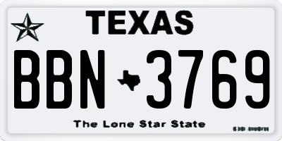 TX license plate BBN3769