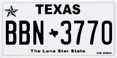 TX license plate BBN3770