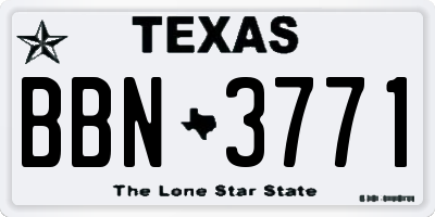 TX license plate BBN3771