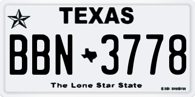 TX license plate BBN3778