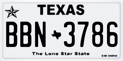 TX license plate BBN3786