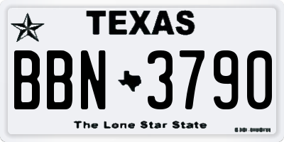 TX license plate BBN3790