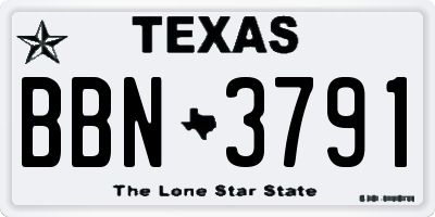 TX license plate BBN3791