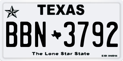 TX license plate BBN3792
