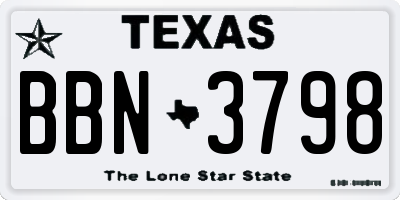 TX license plate BBN3798