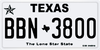TX license plate BBN3800