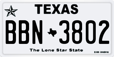 TX license plate BBN3802