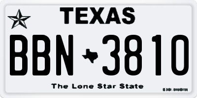 TX license plate BBN3810