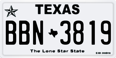 TX license plate BBN3819