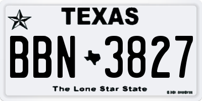 TX license plate BBN3827