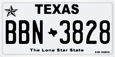 TX license plate BBN3828