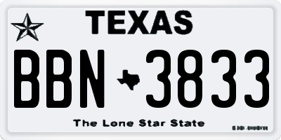 TX license plate BBN3833