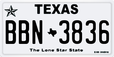 TX license plate BBN3836