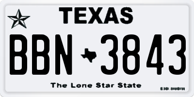 TX license plate BBN3843