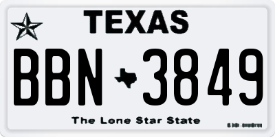 TX license plate BBN3849