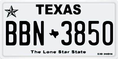 TX license plate BBN3850