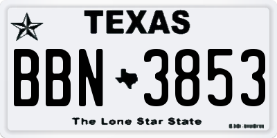 TX license plate BBN3853