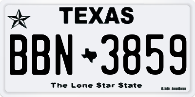 TX license plate BBN3859