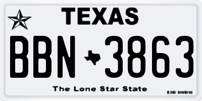 TX license plate BBN3863