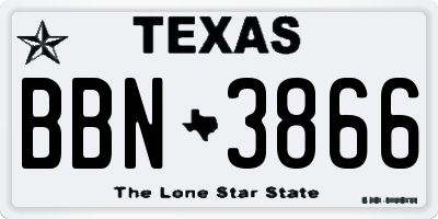 TX license plate BBN3866