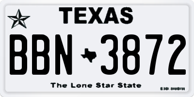TX license plate BBN3872