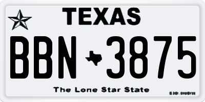 TX license plate BBN3875