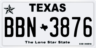 TX license plate BBN3876