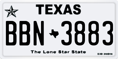 TX license plate BBN3883