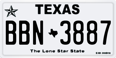 TX license plate BBN3887