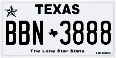 TX license plate BBN3888