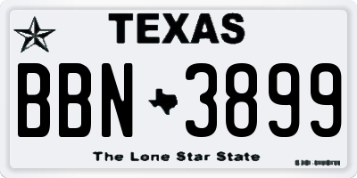 TX license plate BBN3899