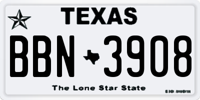 TX license plate BBN3908