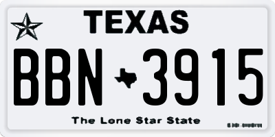 TX license plate BBN3915