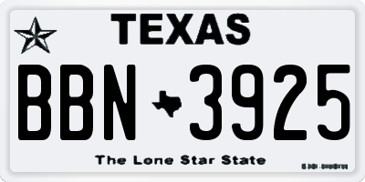 TX license plate BBN3925