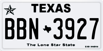 TX license plate BBN3927