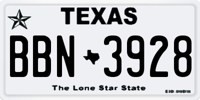 TX license plate BBN3928