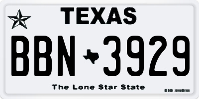 TX license plate BBN3929
