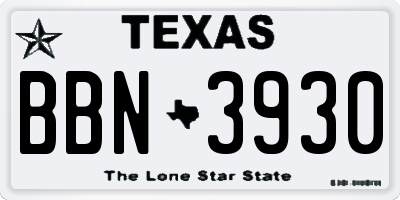 TX license plate BBN3930