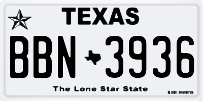 TX license plate BBN3936