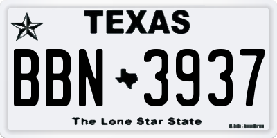 TX license plate BBN3937