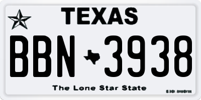 TX license plate BBN3938
