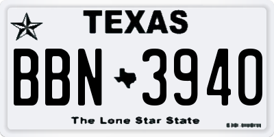 TX license plate BBN3940