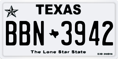 TX license plate BBN3942
