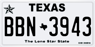 TX license plate BBN3943