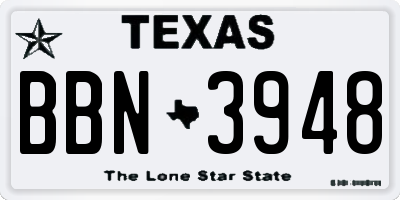 TX license plate BBN3948