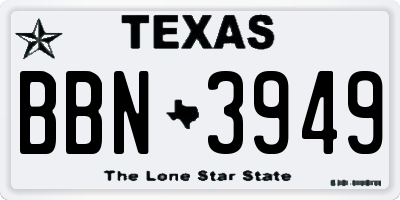 TX license plate BBN3949