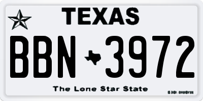 TX license plate BBN3972