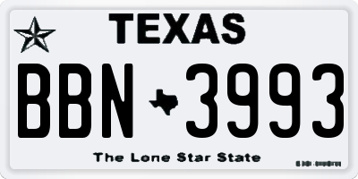 TX license plate BBN3993