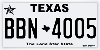 TX license plate BBN4005